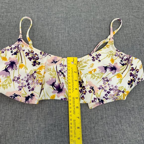 Old Navy Juniors Floral Bikini Top XL Adjustable Straps Cream Purple Green Pink - Picture 4 of 11